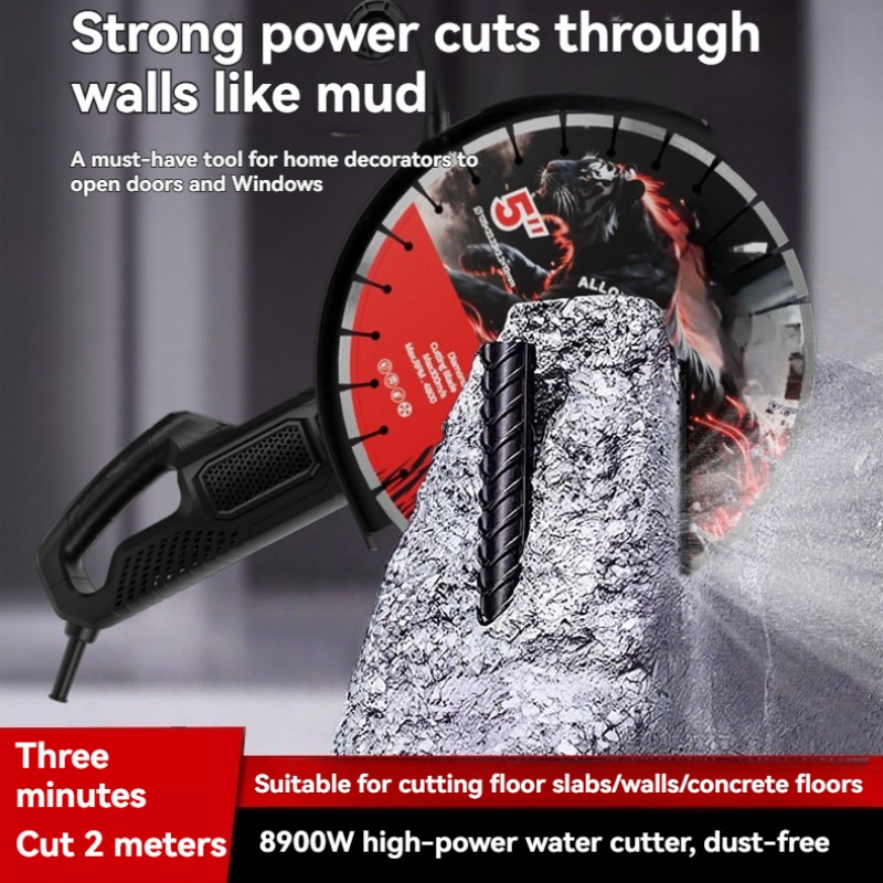 Power Tools Professional - Hoogfrequente borstelloze betonmuur watergleuf snijmachine, krachtige